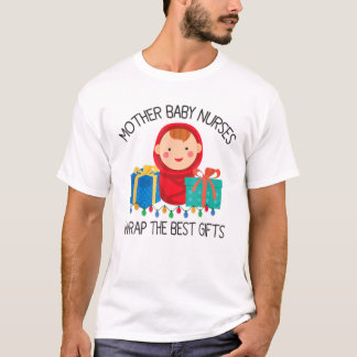 T-shirt Noël Mère Bébé Infirmières Envelopper Les Meilleur