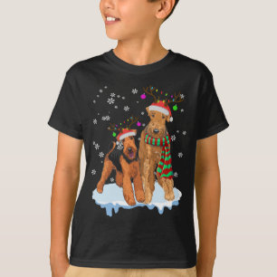T-shirt Noël mignon Airedale Terrier Santa Hats Reindee