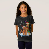 T-Shirt Noël mignon Airedale Terrier Santa Hats Reindee (Devant entier)
