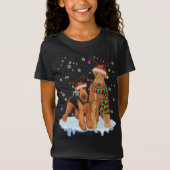 T-Shirt Noël mignon Airedale Terrier Santa Hats Reindee (Devant)