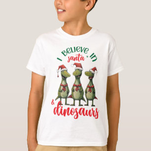 T-shirt Noël mignon Je crois en Père Noël et les dinosaure