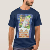 T-shirt Noël mignon, Père Noël à Chimney avec jouets (Devant)