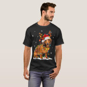T-shirt Noël Mignonne Dashund Avec Les Lumières De Noël (Devant entier)
