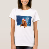 T-shirt Noël Mignonne Golden Retriever Chien Santa Hat Nei (Devant)