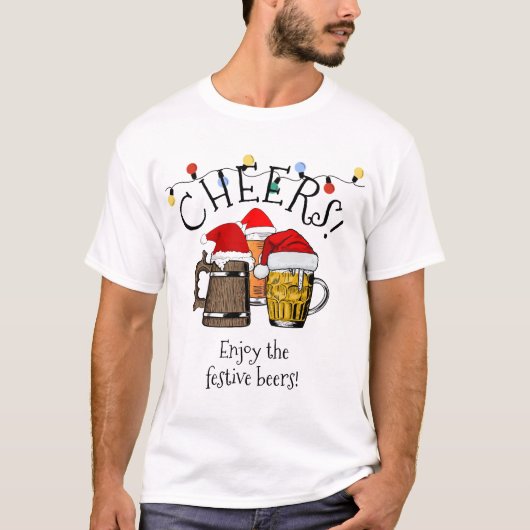 T-shirt NOËL Moderne Personnalisable Cheers Bières (Devant)