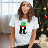 T-shirt Noël monogrammé, Personnaliser avec le nom blanc