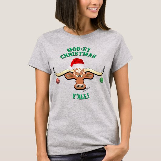 T-shirt Noël Moo-ey, Longhorn Steer (Devant)
