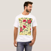 T-shirt Noël Motif sans couture avec fleurs rouges (Devant entier)