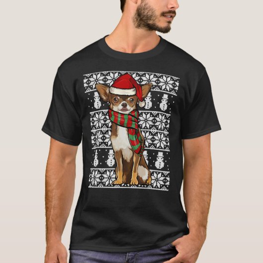 T-shirt Noël Noël Noël Noël Brown Chihuahua Ugly (Devant)