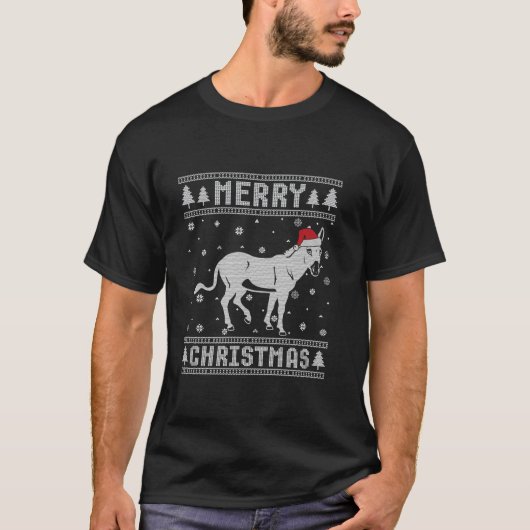 T-shirt Noël Noël Noël Noël Chapeau Âne Conception Drôle M (Devant)