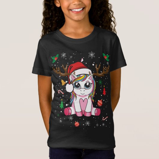 T-Shirt Noël Noël Noël Noël Noël Unicorn Cerf Noël (Devant)