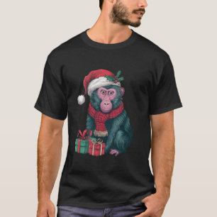 T-shirt Noël Noël Père Noël Baboon Noël T Chemise