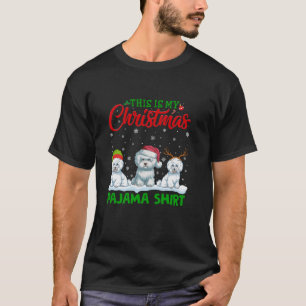 T-shirt Noël Noël Santa Hat Reindeer Bichon Frise Chien No