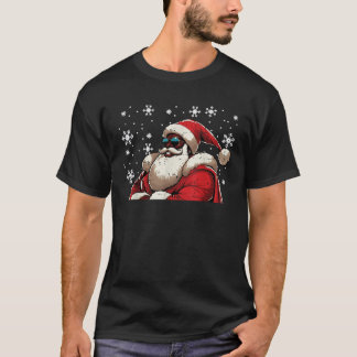 T-shirt Noël Noir Africain-Américain Père Noël Noël Hommes