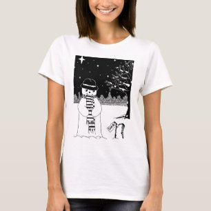 T-shirt Noël noir et blanc de bonhomme de neige mignon