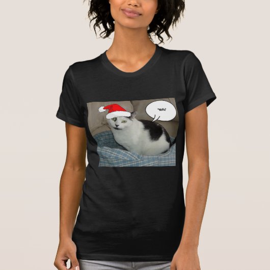 T-shirt Noël noir et blanc Kitten (Devant)
