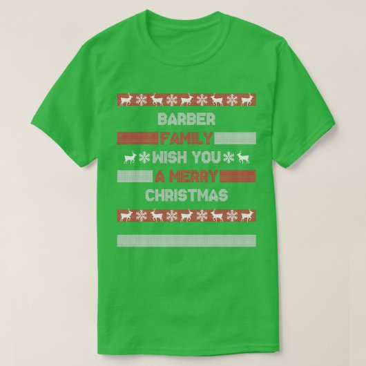 T-shirt Noël Nom de famille Noël Noël Père Noël Barber Fam (Design devant)