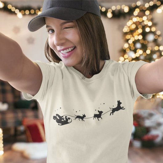 T-shirt Noël Ombre père Noël Et Chihuahua
