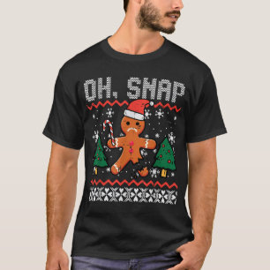 T-shirt Noël pain d'épices cassé Oh Snap laids Noël