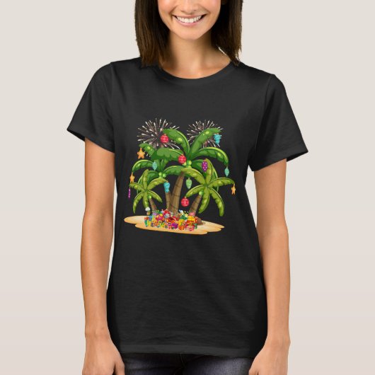 T-shirt Noël Palm Tree Noël tropical (Devant)