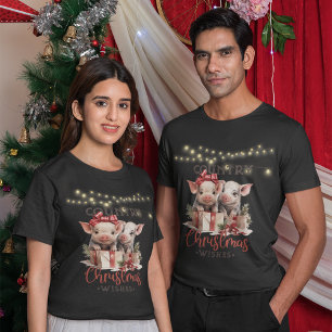 T-shirt Noël Pays avec deux porcelets