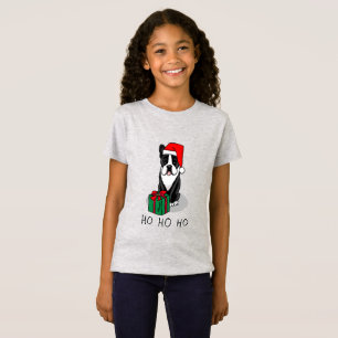 T-Shirt Noël Père Noël Boston Terrier (noir) mignonne