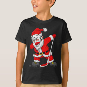 T-shirt Noël Père Noël Dabbing Joueur de hockey Garçons En