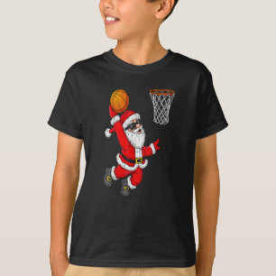 T-shirt Noël Père Noël Dunking Basketball