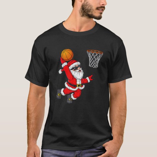 T-shirt Noël Père Noël Dunking Un Basket Garçons Ki (Devant)