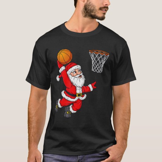 T-shirt Noël Père Noël Dunking Un Fun De Basket-ball Xma (Devant)