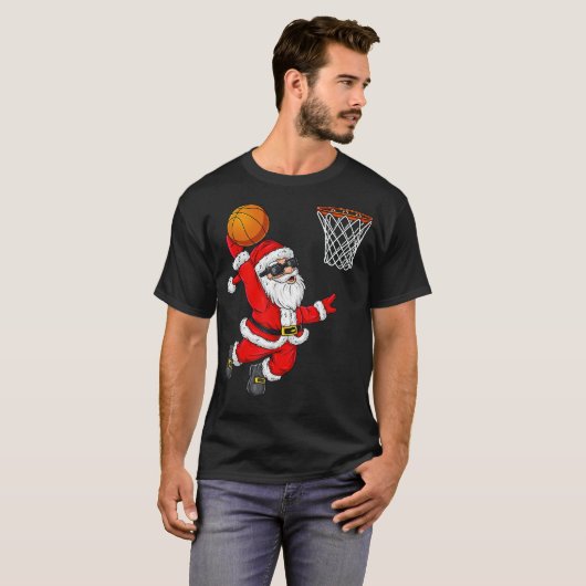 T-shirt Noël Père Noël Dunking Une idée cadeau cool bas (Devant entier)