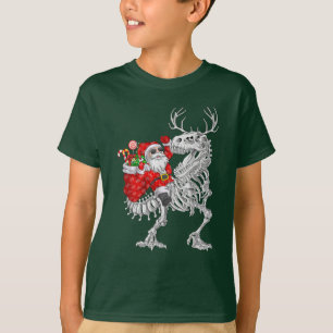 T-shirt Noël Père Noël équitation Dinosaur Deer Xmas