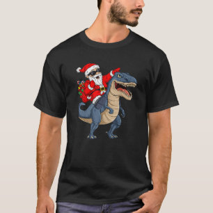 T-shirt Noël Père Noël équitation Dinosaur T Rex Xmas