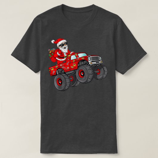 T-shirt Noël Père Noël équitation Monster Camion Garçons K (Design devant)