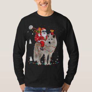 T-shirt Noël Père Noël équitation Samoyed Lumières Noël H