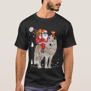 T-shirt Noël Père Noël équitation Samoyed Lumières Noël H