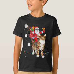 T-shirt Noël Père Noël équitation Tigre Feu de Chat Noël