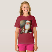T-shirt Noël Père Noël et un chat 2 (Devant entier)