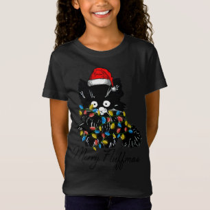 T-Shirt Noël père Noël fée de chat lumières Noël hiver