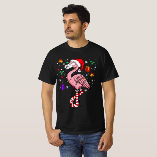 T-shirt Noël Père Noël Flamant rose Lover Funny Classic (Devant entier)