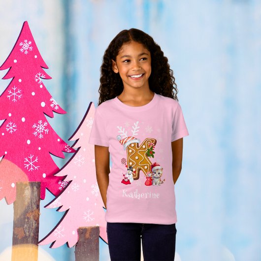 T-Shirt Noël Père Noël Gingerpain Alphabet K Fille