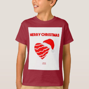 T-shirt Noël Père Noël Heart Boys Maroon Basic T Shirt