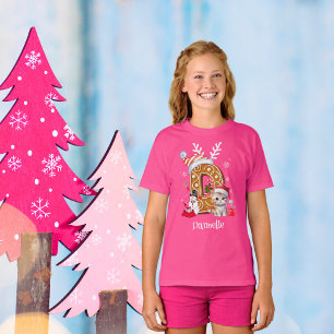 T-shirt Noël Père Noël pain d'épices Alphabet D fille
