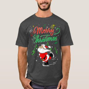 T-shirt Noël Père Noël Patinage sur glace drôle Costume 20