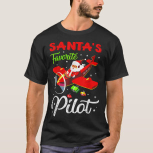 T-shirt Noël Père Noël Pilote Pilote Vol Cadeaux Avion