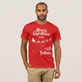 T-shirt Noël Père Noël rennes de traîneau famille de vacan (Devant entier)