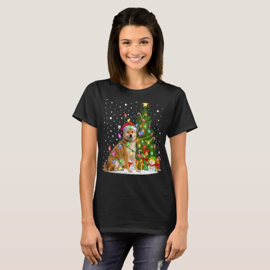 T-shirt Noël Père Noël Shiba Inu Chien Noël (Devant entier)