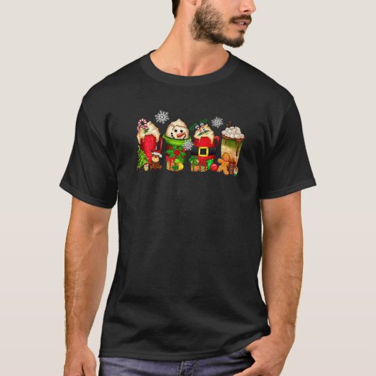 T-shirt Noël Père Noël Snowman Elf Café Hot Cocoa Reind (Devant)