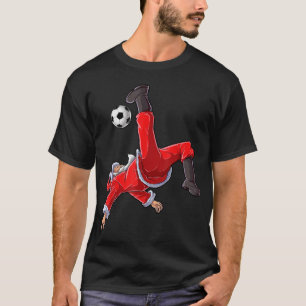T-shirt Noël Père Noël Soccer Bicyclette Kick Xmas Boys Ho