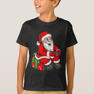 T-shirt Noël Père Noël Vidéo Gamer Contrôleur Garçons